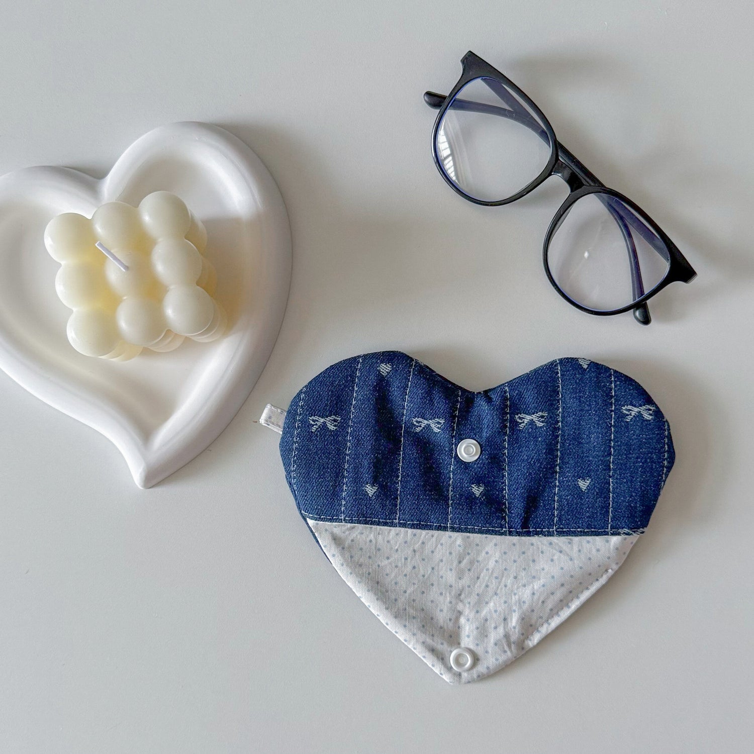 Denim Bow Eyewear Pouch